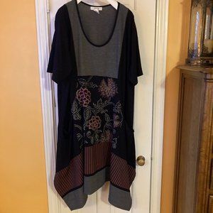 Handkerchief Hem Stripey Floral Patchwork Tunic